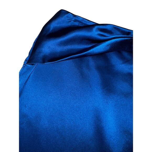 Bebe Satin Blue Pencil Skirt With Rhinestone Buckle Size‎ 10 Sexy Stretch Pinup - Picture 5 of 6